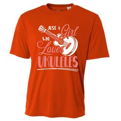 Just A Who Loves Ukuleles Ukulele Gift Cooling Performance Crew T-Shirt