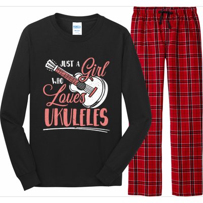 Just A Who Loves Ukuleles Ukulele Gift Long Sleeve Pajama Set