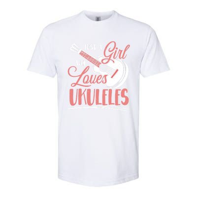 Just A Who Loves Ukuleles Ukulele Gift Softstyle CVC T-Shirt