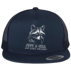 Just A Who Loves Raccoons Gift Flat Bill Trucker Hat