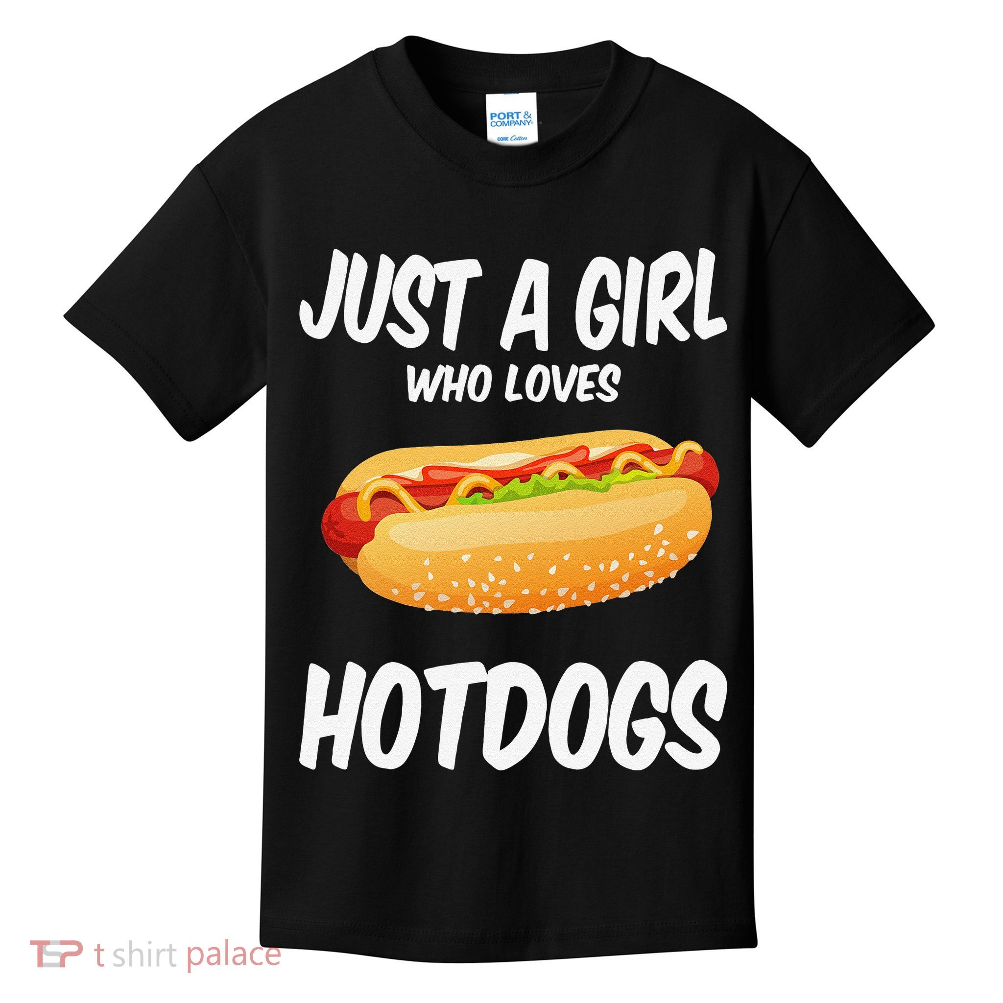 Just A Who Loves Hotdogs Cuts Hot Dog Birthday Kids T-Shirt