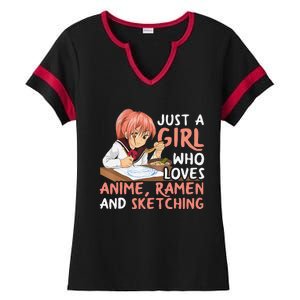 Just A  Who Loves Anime Ra And Sketching Ladies Halftime Notch Neck Tee