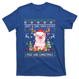 Just A Who Loves Pigs And Christmas Ugly Sweater Cute Gift T-Shirt