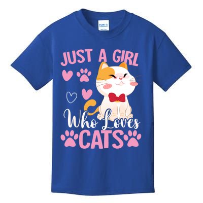 Just A Who Loves Cats Gift Cute Cat Lover Great Gift Kids T-Shirt