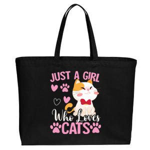 Just A Who Loves Cats Gift Cute Cat Lover Great Gift Cotton Canvas Jumbo Tote