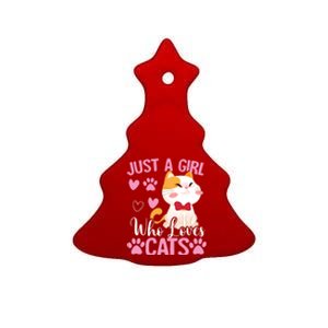 Just A Who Loves Cats Gift Cute Cat Lover Great Gift Ceramic Tree Ornament