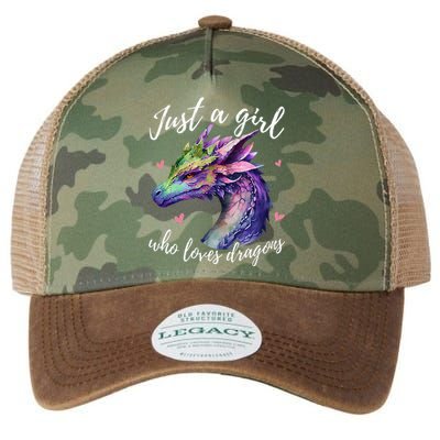 Just A Who Loves Dragons Cute Dragon Watercolor Legacy Tie Dye Trucker Hat