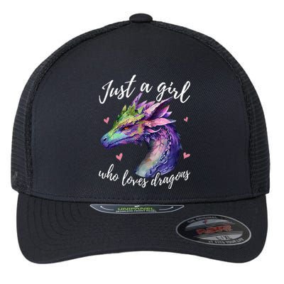 Just A Who Loves Dragons Cute Dragon Watercolor Flexfit Unipanel Trucker Cap