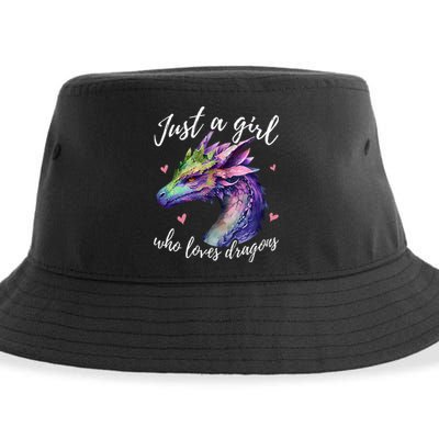 Just A Who Loves Dragons Cute Dragon Watercolor Sustainable Bucket Hat