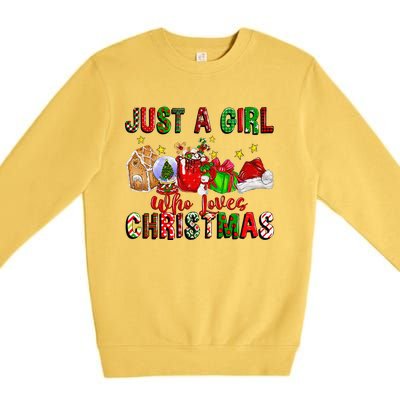 Just A Who Loves Christmas Coffee Drinking Lover Gifts Premium Crewneck Sweatshirt