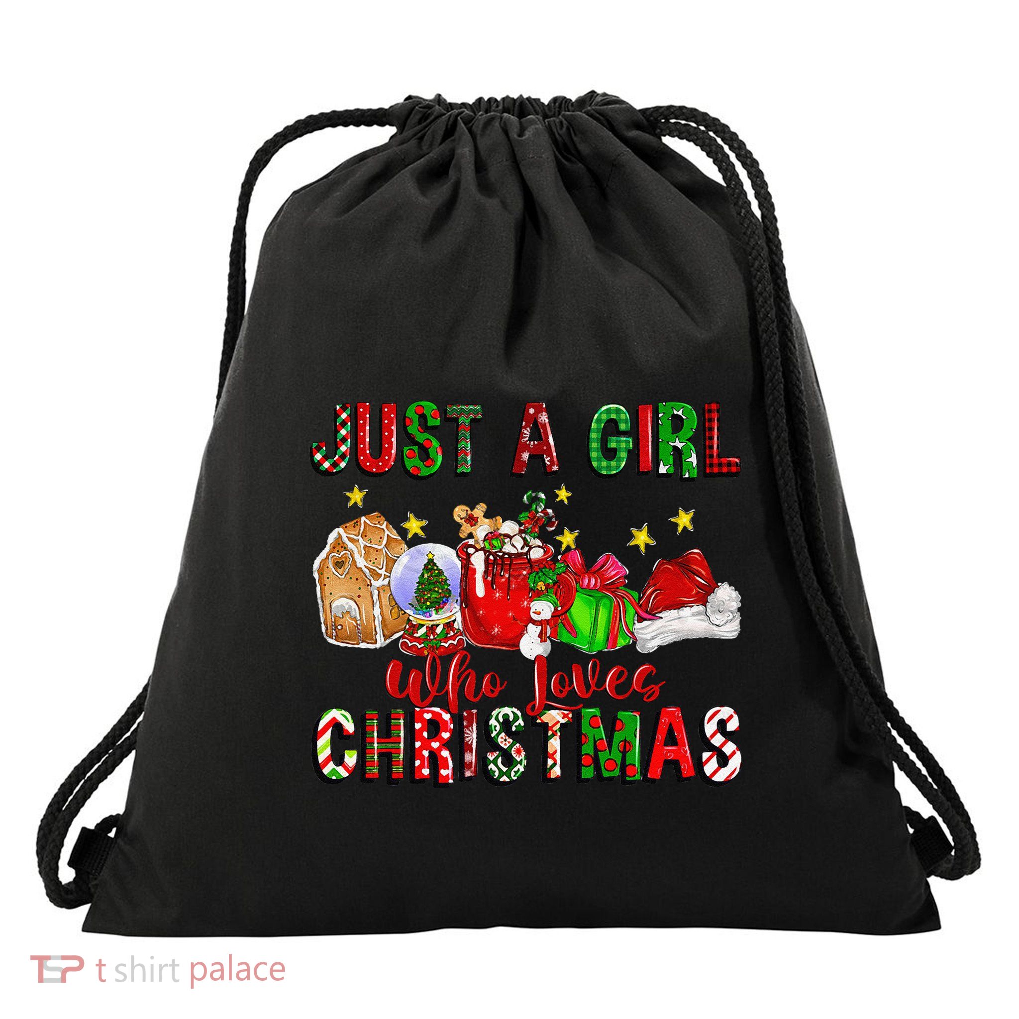Just A Who Loves Christmas Coffee Drinking Lover Gifts Drawstring Bag