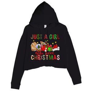 Just A Who Loves Christmas Coffee Drinking Lover Gifts Crop Fleece Hoodie