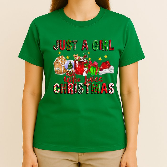 Just A Who Loves Christmas Coffee Drinking Lover Gifts T-Shirt