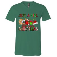 Just A Who Loves Christmas Coffee Drinking Lover Gifts V-Neck T-Shirt