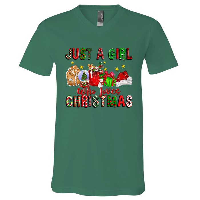 Just A Who Loves Christmas Coffee Drinking Lover Gifts V-Neck T-Shirt