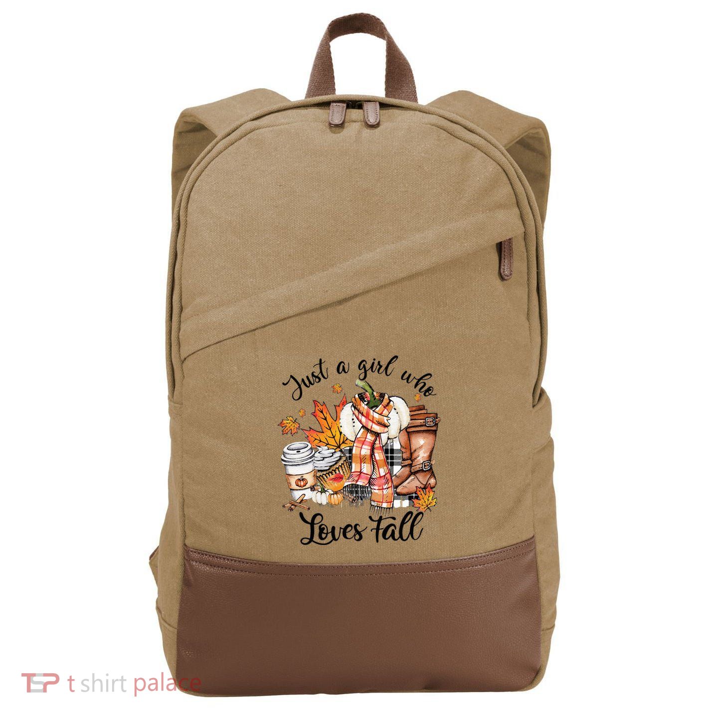 Just A Who Loves Fall Pumpkin Spice Autumn Cotton Canvas Backpack