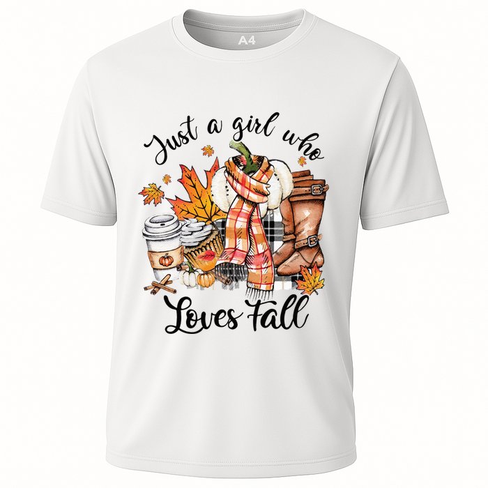 Just A Who Loves Fall Pumpkin Spice Autumn Cooling Performance Crew T-Shirt