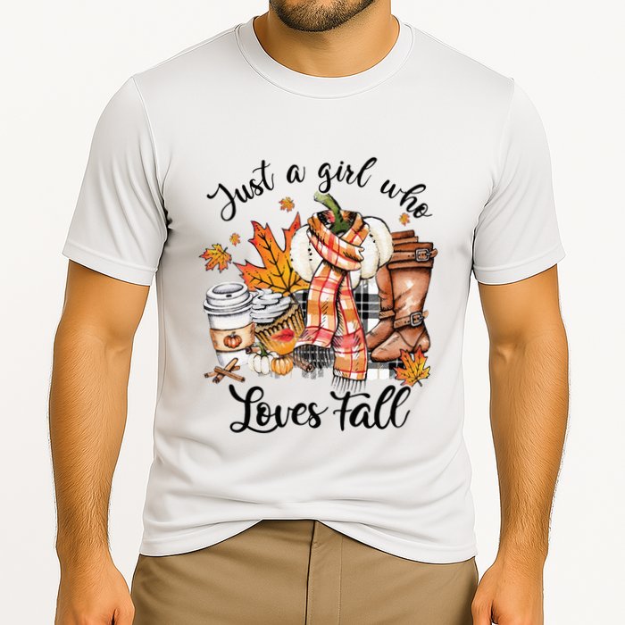 Just A Who Loves Fall Pumpkin Spice Autumn Cooling Performance Crew T-Shirt