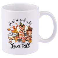 Just A Who Loves Fall Pumpkin Spice Autumn 11oz C Handle Ceramic Mug