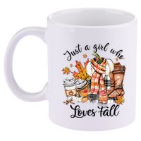Just A Who Loves Fall Pumpkin Spice Autumn 11oz C Handle Ceramic Mug