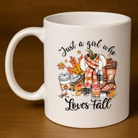 Just A Who Loves Fall Pumpkin Spice Autumn 11oz C Handle Ceramic Mug