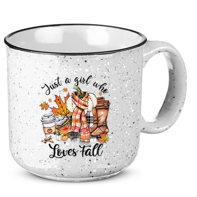 Just A Who Loves Fall Pumpkin Spice Autumn 15oz Campfire Ceramic Mug