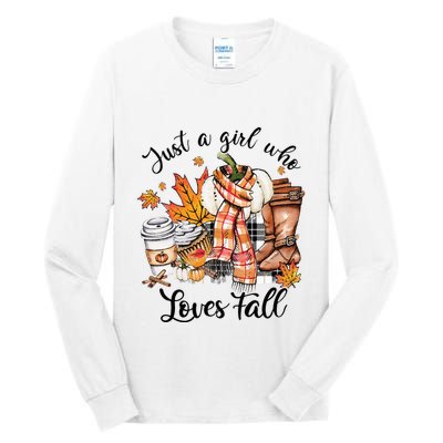 Just A Who Loves Fall Pumpkin Spice Autumn Tall Long Sleeve T-Shirt