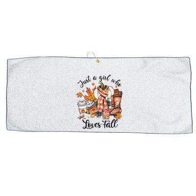 Just A Who Loves Fall Pumpkin Spice Autumn Large Microfiber Waffle Golf Towel