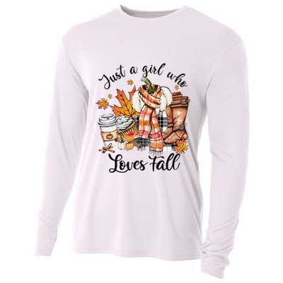 Just A Who Loves Fall Pumpkin Spice Autumn Cooling Performance Long Sleeve Crew