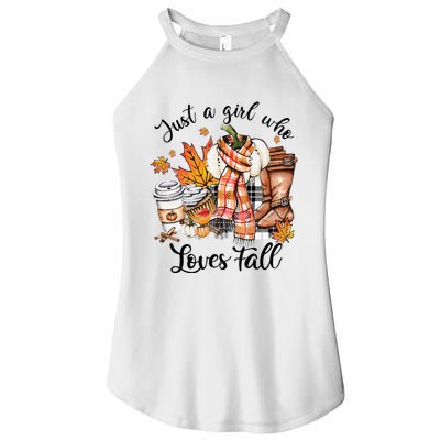 Just A Who Loves Fall Pumpkin Spice Autumn Women's Perfect Tri Rocker Tank