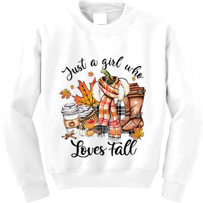 Just A Who Loves Fall Pumpkin Spice Autumn Kids Sweatshirt