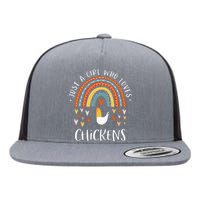 Just A Who Loves Chickens Rainbow Gifts Poultry Lover Flat Bill Trucker Hat