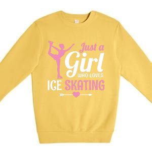 Just A Who Loves Ice Skating Figure Skate Skater Gift Cute Gift Premium Crewneck Sweatshirt