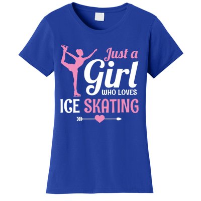 Just A Who Loves Ice Skating Figure Skate Skater Gift Cute Gift Women's T-Shirt