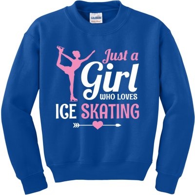 Just A Who Loves Ice Skating Figure Skate Skater Gift Cute Gift Kids Sweatshirt