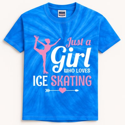 Just A Who Loves Ice Skating Figure Skate Skater Gift Cute Gift Kids Tie-Dye T-Shirt