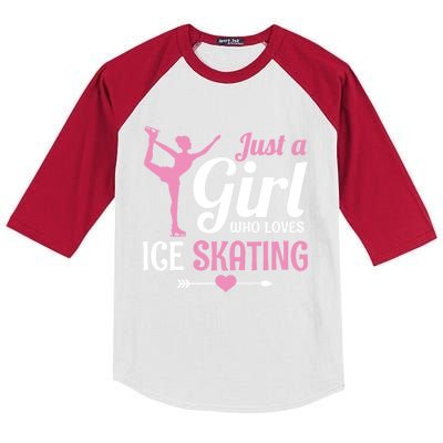 Just A Who Loves Ice Skating Figure Skate Skater Gift Cute Gift Kids Colorblock Raglan Jersey