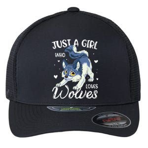 Just A Who Loves Wolves Wolf Lover Flexfit Unipanel Trucker Cap