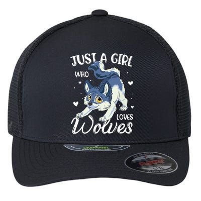 Just A Who Loves Wolves Wolf Lover Flexfit Unipanel Trucker Cap