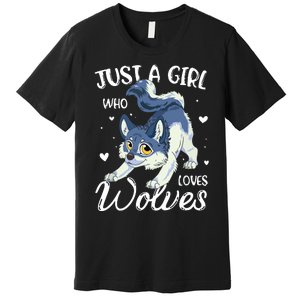 Just A Who Loves Wolves Wolf Lover Premium T-Shirt