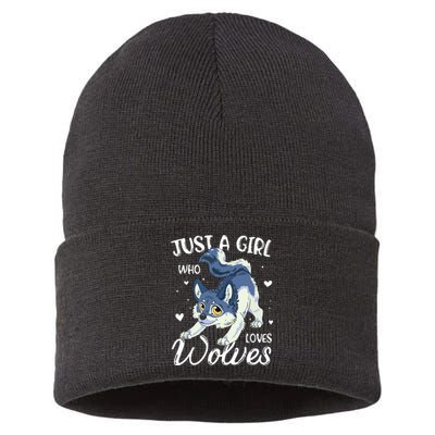 Just A Who Loves Wolves Wolf Lover Sustainable Knit Beanie