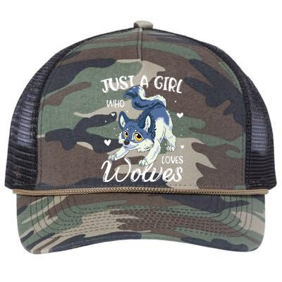 Just A Who Loves Wolves Wolf Lover Retro Rope Trucker Hat Cap