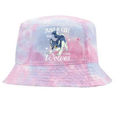 Just A Who Loves Wolves Wolf Lover Tie-Dyed Bucket Hat