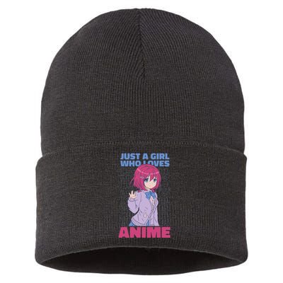 Just A  Who Loves Anime  Otaku Sustainable Knit Beanie