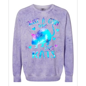 Just A Who Loves Rats Cute Rat Lover Galaxy Theme Gift Colorblast Crewneck Sweatshirt