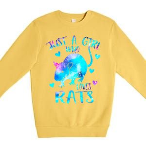 Just A Who Loves Rats Cute Rat Lover Galaxy Theme Gift Premium Crewneck Sweatshirt