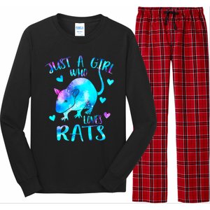 Just A Who Loves Rats Cute Rat Lover Galaxy Theme Gift Long Sleeve Pajama Set