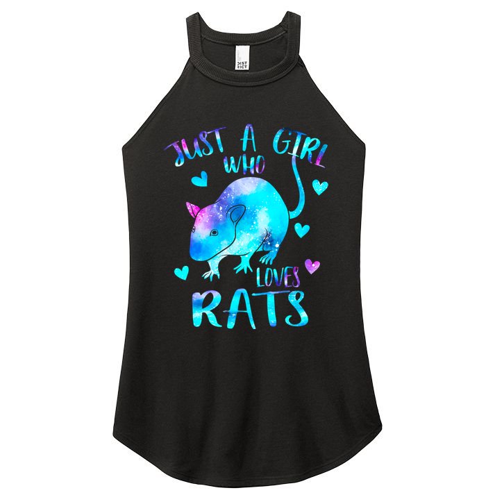Just A Who Loves Rats Cute Rat Lover Galaxy Theme Gift Women's Perfect Tri Rocker Tank