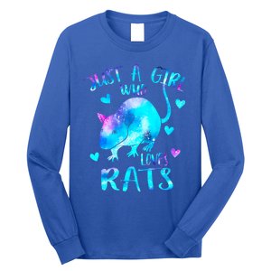 Just A Who Loves Rats Cute Rat Lover Galaxy Theme Gift Long Sleeve Shirt