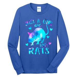 Just A Who Loves Rats Cute Rat Lover Galaxy Theme Gift Tall Long Sleeve T-Shirt